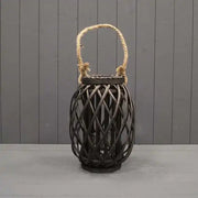 33cm Black Wicker Lantern