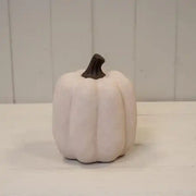 Medium Cotton White Ceramic Jack O'Lantern Pumpkin Ornament