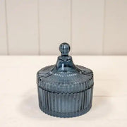 Blue Glass Decorative Jar L10.5cm W10.5cm H12.5cm