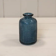 Blue Dimpled Glass Bottle D6.3 x H10cm