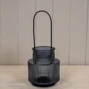 Cool Grey Large Candle Holder with Handle H28cm Dia13cm