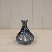 Cool Grey Ribbed Bud Vase