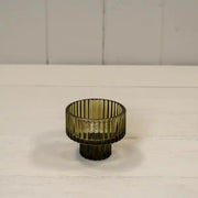 Olive Green Glass Candle Holder