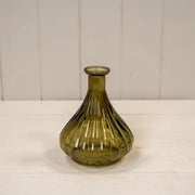 Olive Green Ribbed Bud Vase