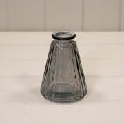 Smoky Grey Ribbed Glass Bottle L7.4cm W7.4cm H9.9cm W150g