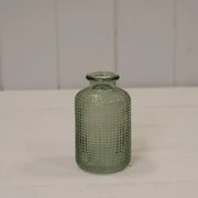Vintage Green Dimpled Glass Bottle D6.3 x H10cm