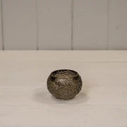 Warm Grey Round Glass Tealight Holder