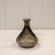 Warm Grey Ribbed Bud Vase