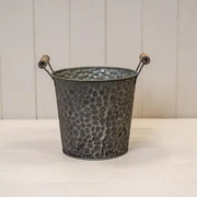 Zinc pot with hammered finish (indent) and ears D18.5cm H16.5cm