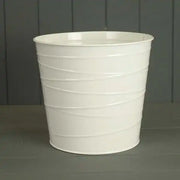 23cm White Zinc Pot (with drainage Holes)