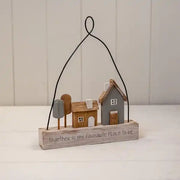 Wooden Hanging 'Together is My Favourite Place To Be' Home Sign with Grey and Natural House and Tre