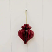 Set of 3 Claret Red Teardrop baubles