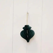 Set of 3 Dark Green Teardrop baubles