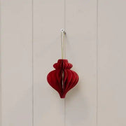 Set of 3 Deep Red Teardrop baubles