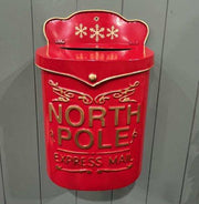 Red Metal 'North Pole Express Mail' Letterbox