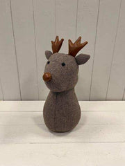 Herringbone Fabric Reindeer Head Doorstop