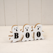 Wooden Triple Ghost 'BOO' Sign