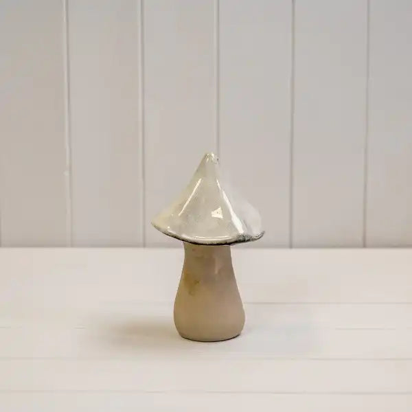 Beige Mottle Ceramic Mushroom Decoration L11xD11xH16cm  Weight-359g