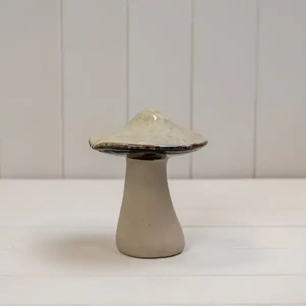 Beige Mottle Ceramic Mushroom Decoration L12xD12xH15cm  Weight-426g
