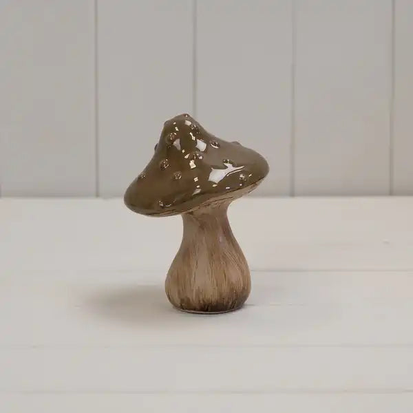 Brown Ceramic Mushroom L9.5xD9.5xH13.5cm