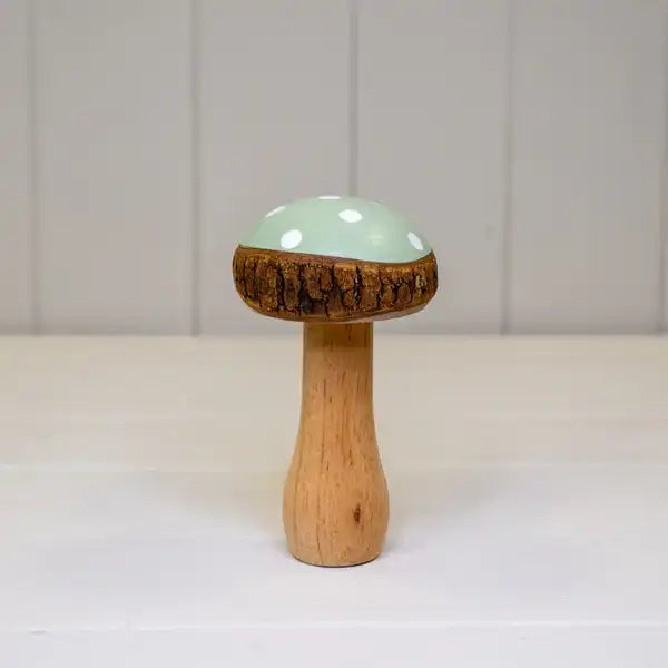 Large Green Wooden Mushroom Decoration