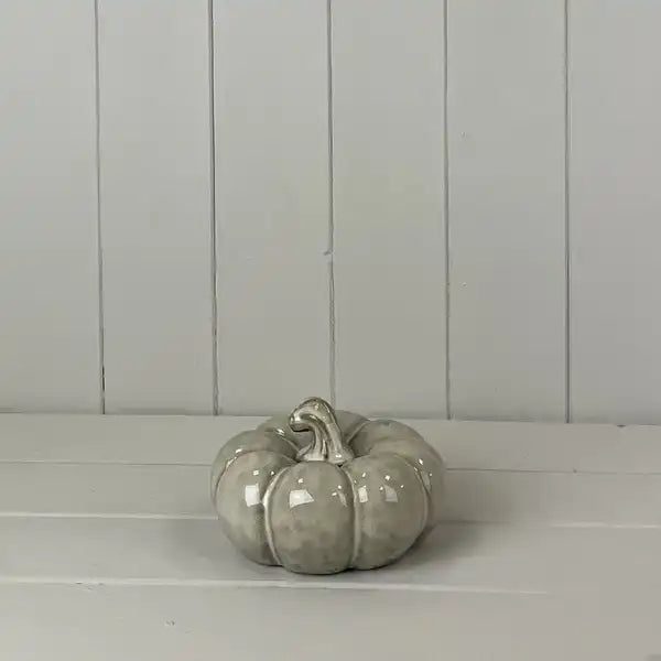 Beige Mottle Ceramic Pumpkin Decoration L14xD14xH8cm  Weight-447g