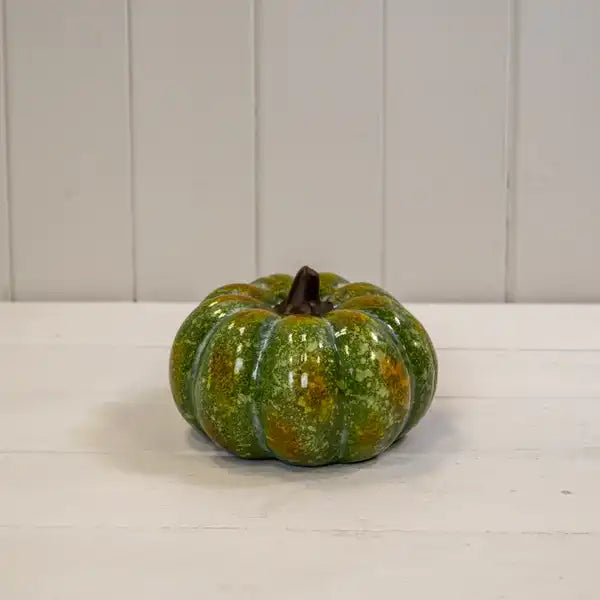 Large Green Ceramic Vintage Style Pumpkin