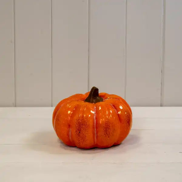 Large Orange Ceramic Vintage Style Pumpkin