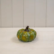 Medium Green Ceramic Vintage Style Pumpkin
