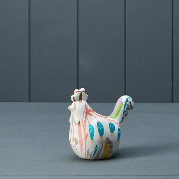 Ceramic Floral Print Chicken H10.8 W12 D6.5