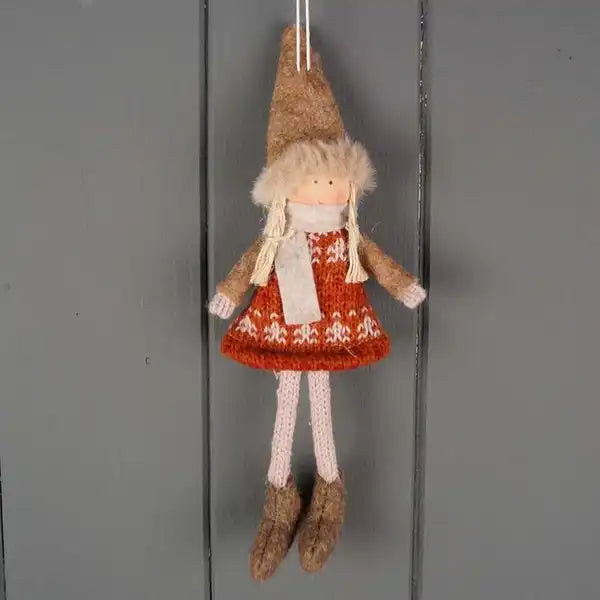 Fabric Doll in Autumn Orange Dress (16cm)