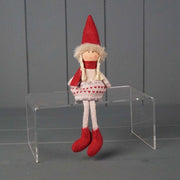 Fabric Doll in Patterned Jumper and Red Hat 15cm