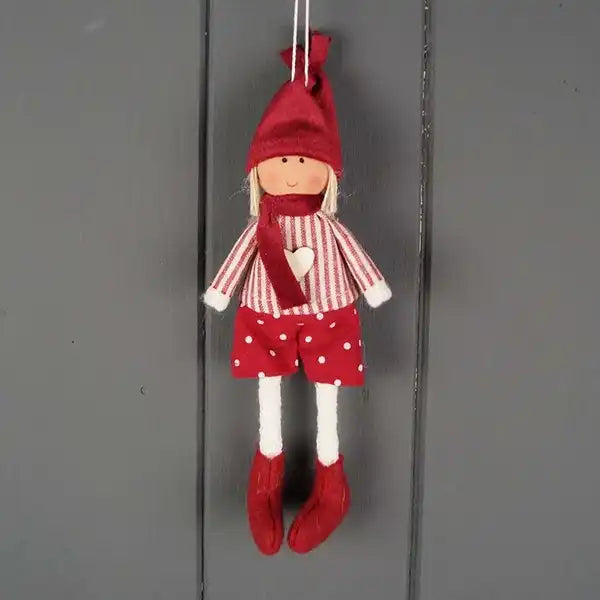 Fabric Doll in Red and White Stripes and Polka Dot Shorts(15cm)