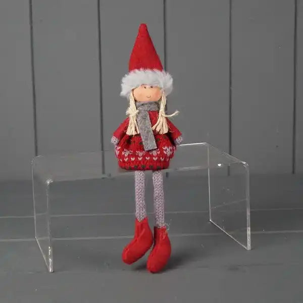 Fabric Doll in Red Jumper and Red Hat 15cm