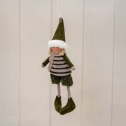 Green Hanging Boucle Style Boy Doll with Stripey Jumper