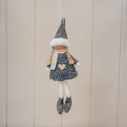 Grey Hanging Boucle Style Doll with White Heart Dress