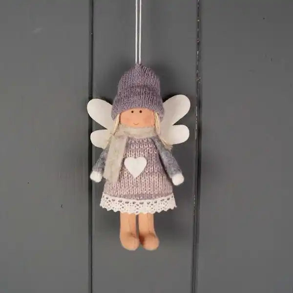 Hanging Fabric Angel with Grey Dress (11cm)