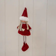 Hanging Red Boucle Style Doll with White Heart Dress