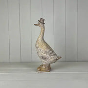 Large Polyresin Duck with Hat H29.5 X W9.5 cm