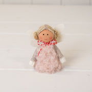 Soft Pink Boucle Style Fairy with White Wings