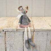 Fabric Mouse in Grey and Pink Dress (16cm)