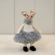 Fabric Mouse in Grey Dress and Clogs (11cm)