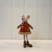 Fabric Mouse in Red and Brown Jumper with Striped Scarf(16cm)
