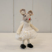Fabric Mouse in White Dress (11cm)