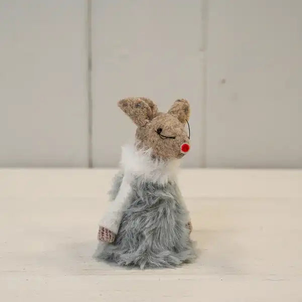 Grey Christmas Fabric Mouse (8cm)