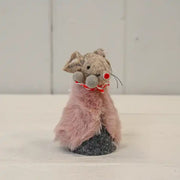 Grey Fabric Mouse in Pink Cape