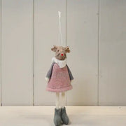 Hanging Fabric Mouse in Pink Dress and White Scarf (16cm)