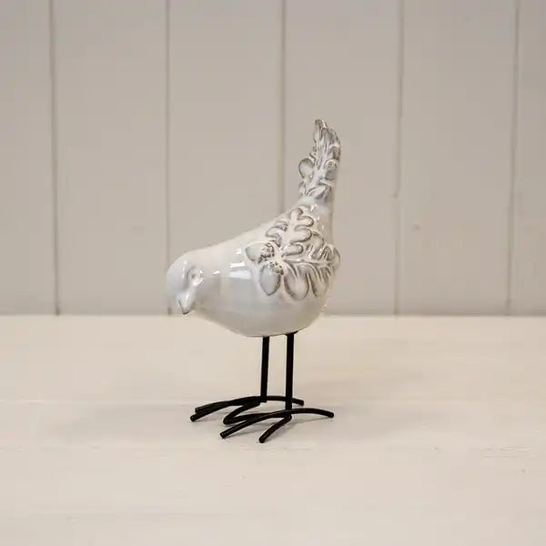 Glazed Ceramic Bird Ornament with Texture Detail L9.5xW7xH14.5cm