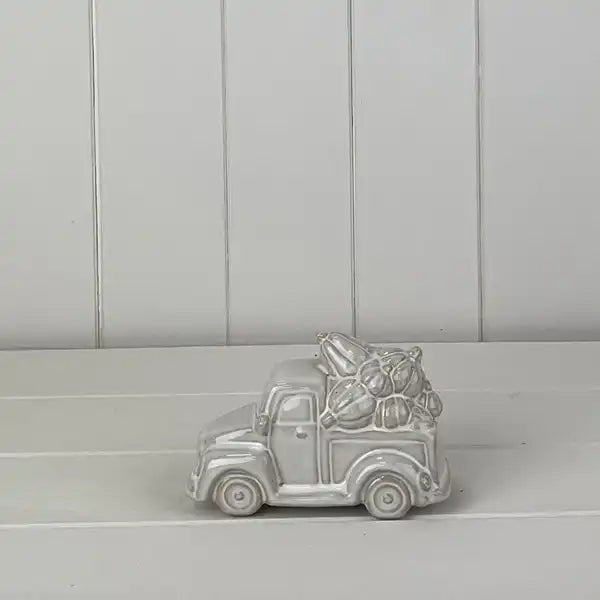 Glazed Ceramic Car Carrying Pumpkins Ornament with Textured Detail L13.4xD6.4xH9.5cm  Weight-235g
