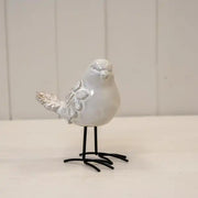 Medium Glazed Ceramic Bird Ornament with Textured Detail L11.7xW7xH12.6cm